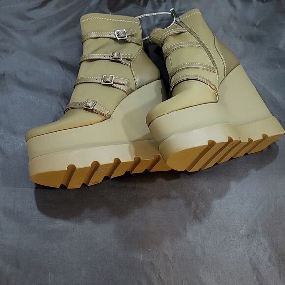 BRAND NEW JESSICA SIMPSON CHAELA HEEL BOOTS BUCKLE VAMP STRAPS WEDGE BOOT - Picture 14 of 16